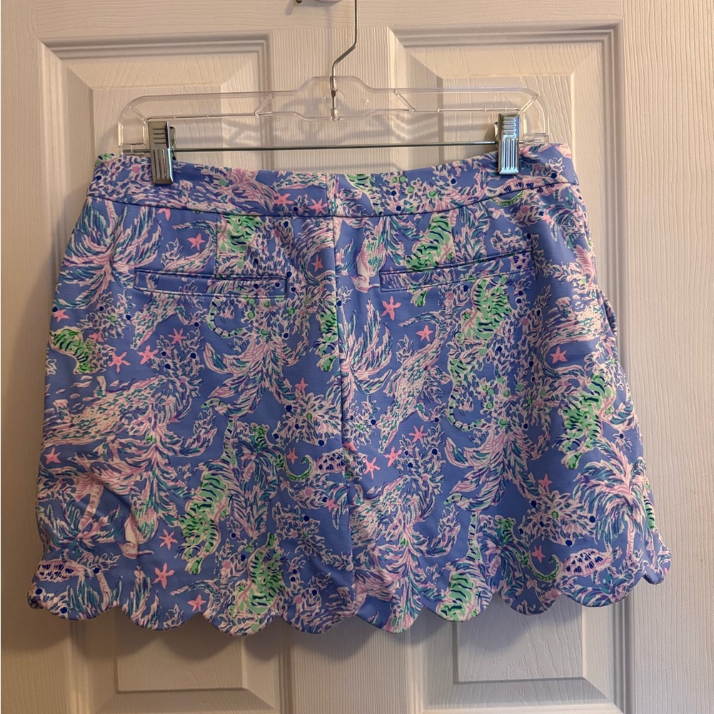 Lilly Pulitzer Blue Pink Green Scalloped Hem Skort - Picture 2 of 4
